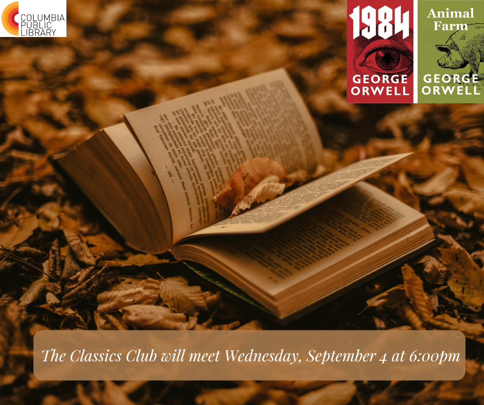 Flyer showing old book in sepia color in leaves. 