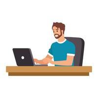 Clipart of man at computer.