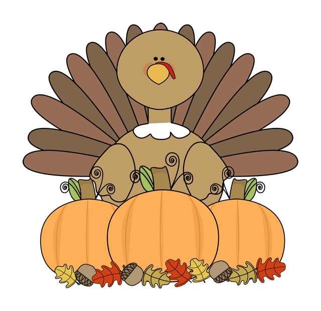 Turkey & pumpkins clipart.