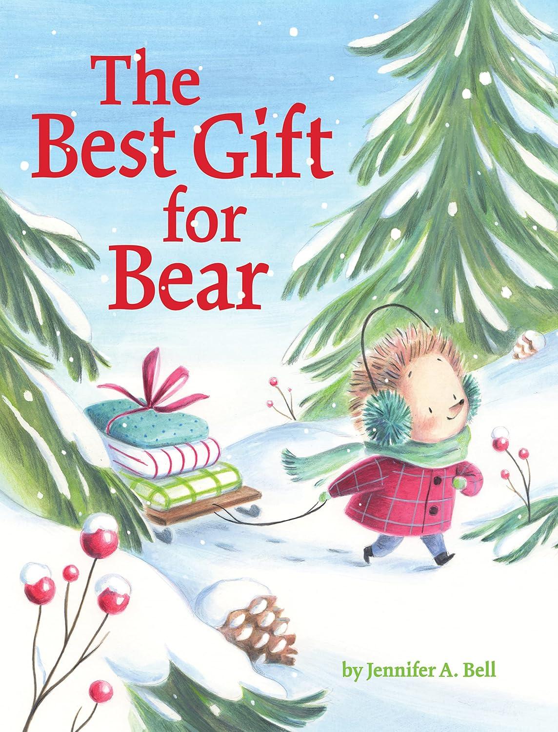 Cover of the best gift for bear features an animal in a red coat pulling a sled