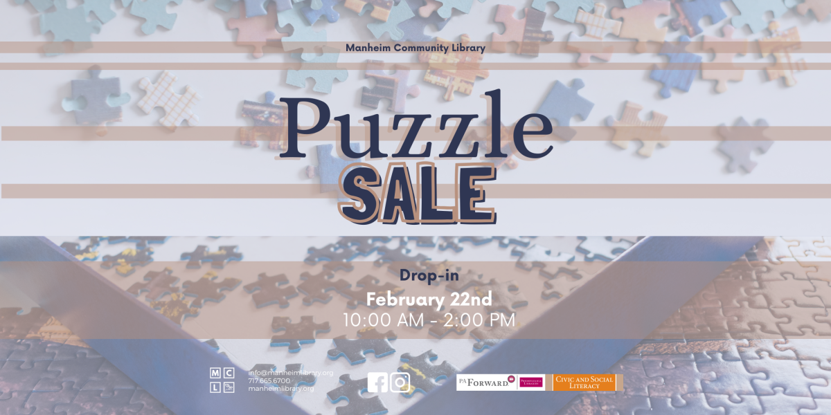 Puzzle Sale on February 22nd from 10am to 2pm. 