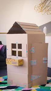 Cardboard playhouse.