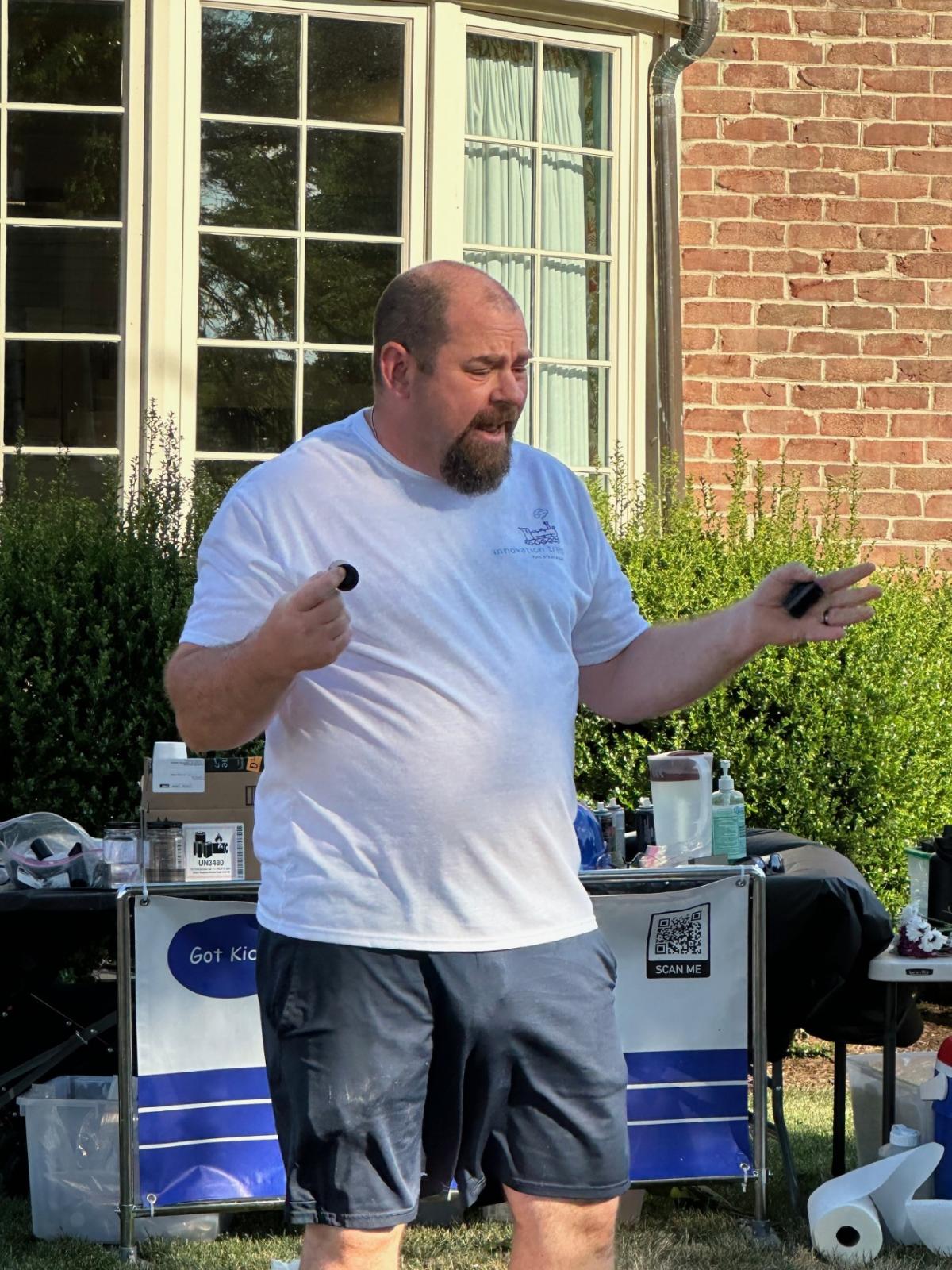 Man doing science experiment 