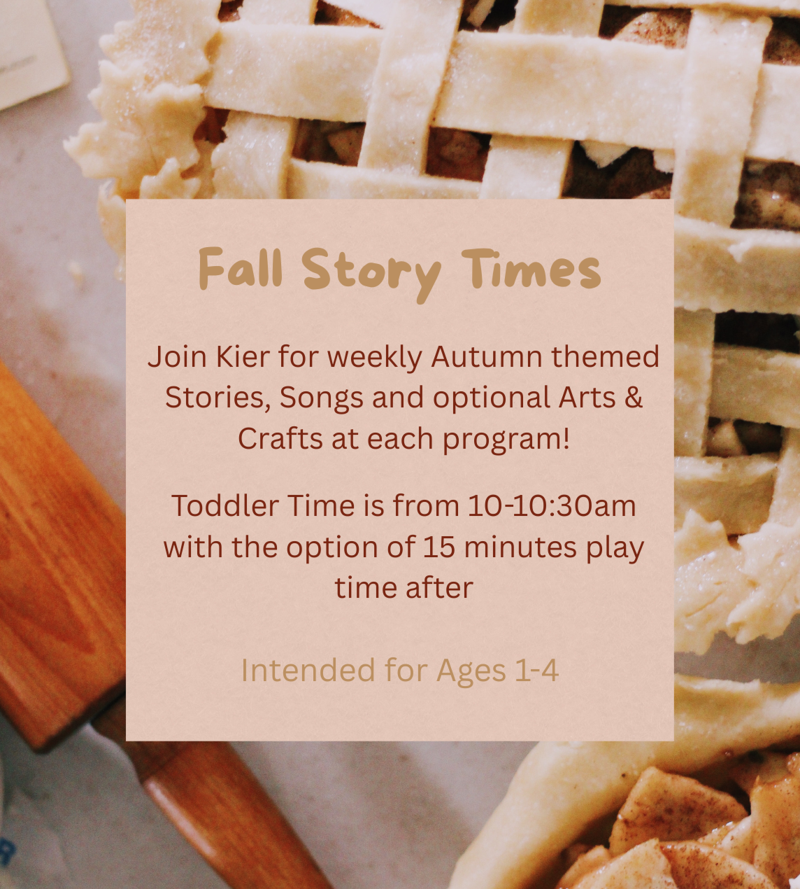 november toddler time info with pie