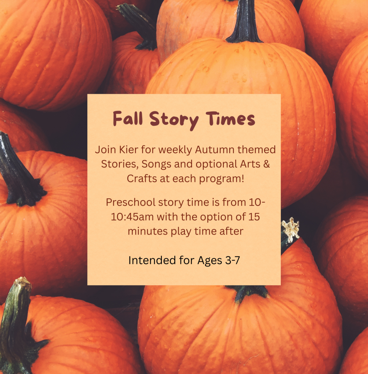 october story hour info with pumpkins