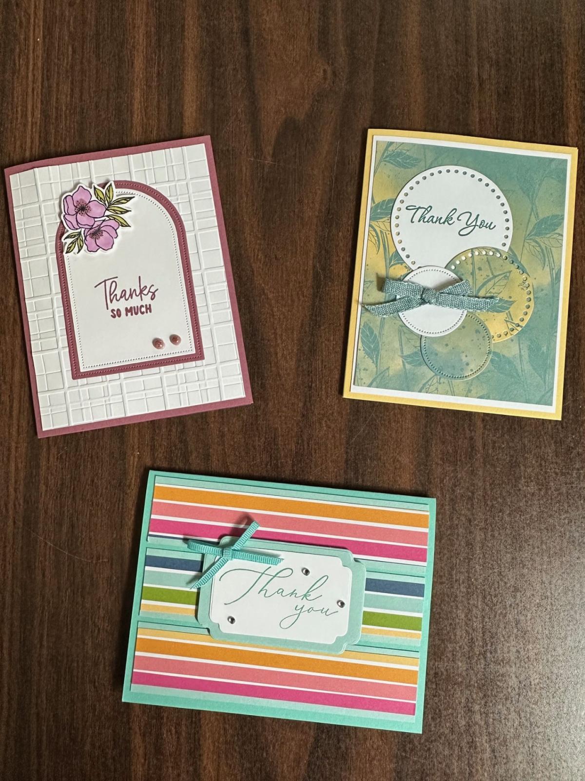 Photo of three thank you cards