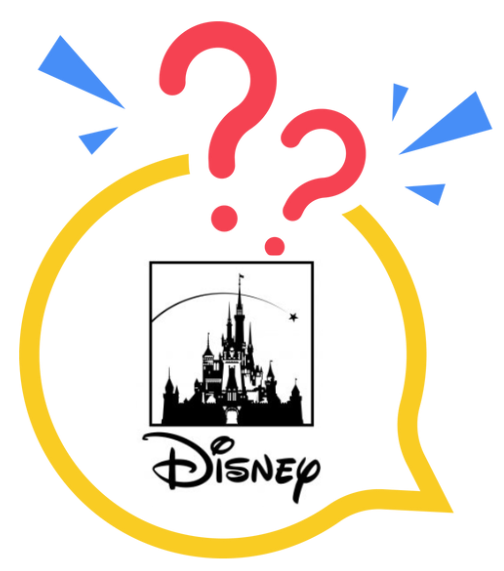 Disney logo in question speech bubble.