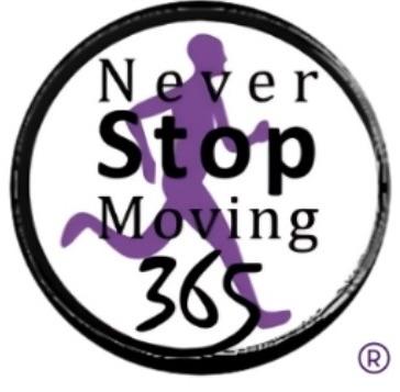 Purple individual running with black lettering in logo