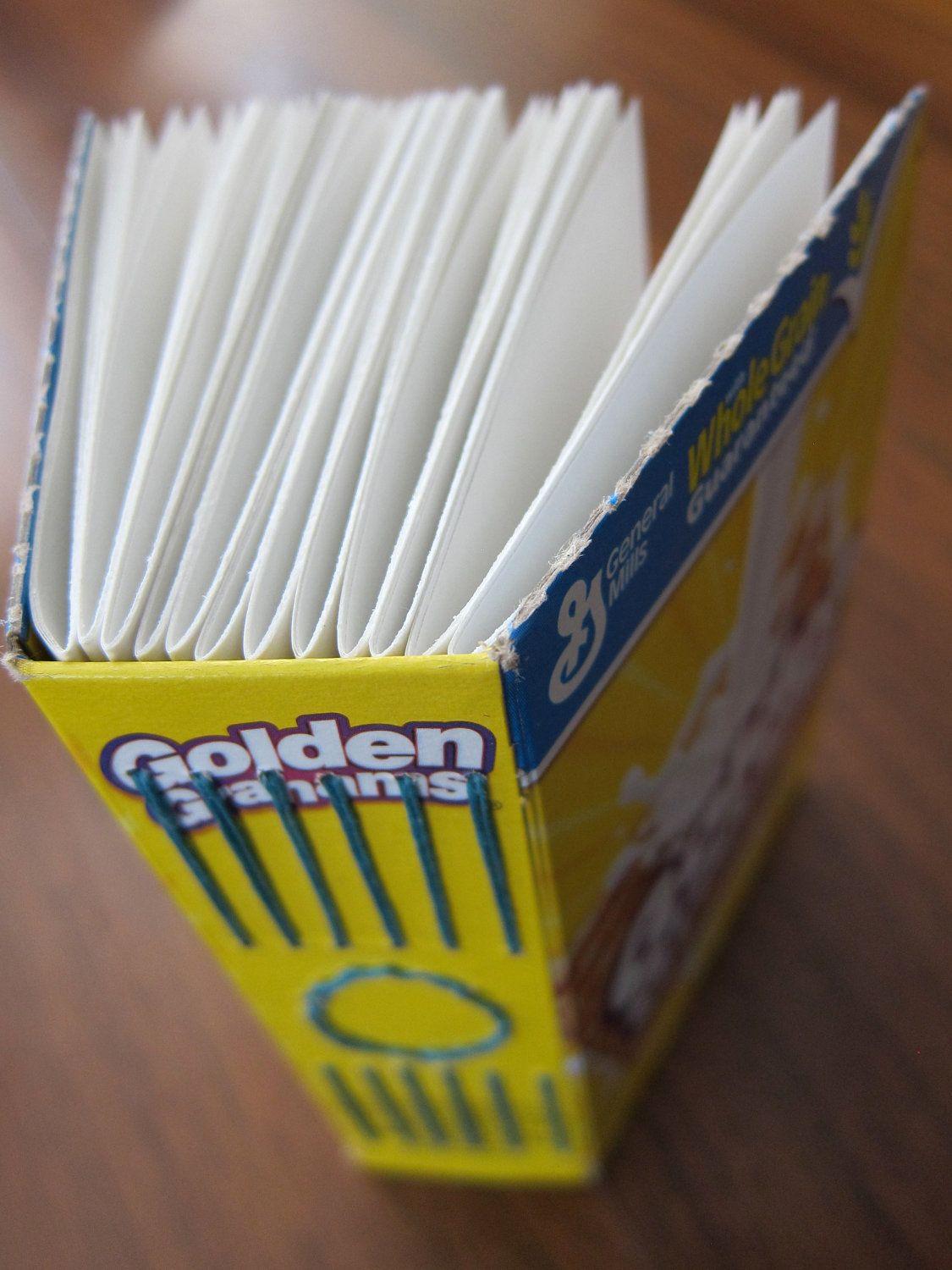 A book made from a cereal box 