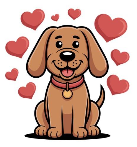 Dog with hearts clipart.