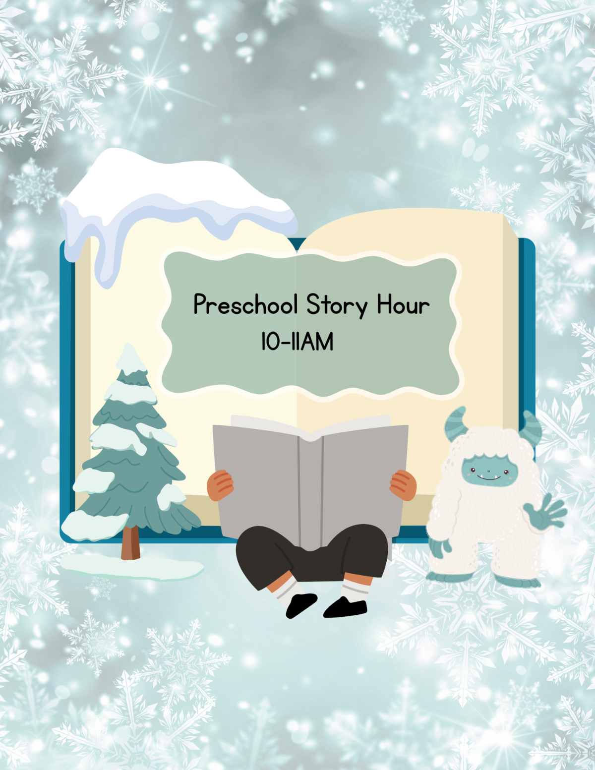 Winter Themed Items with Preschooler Reading