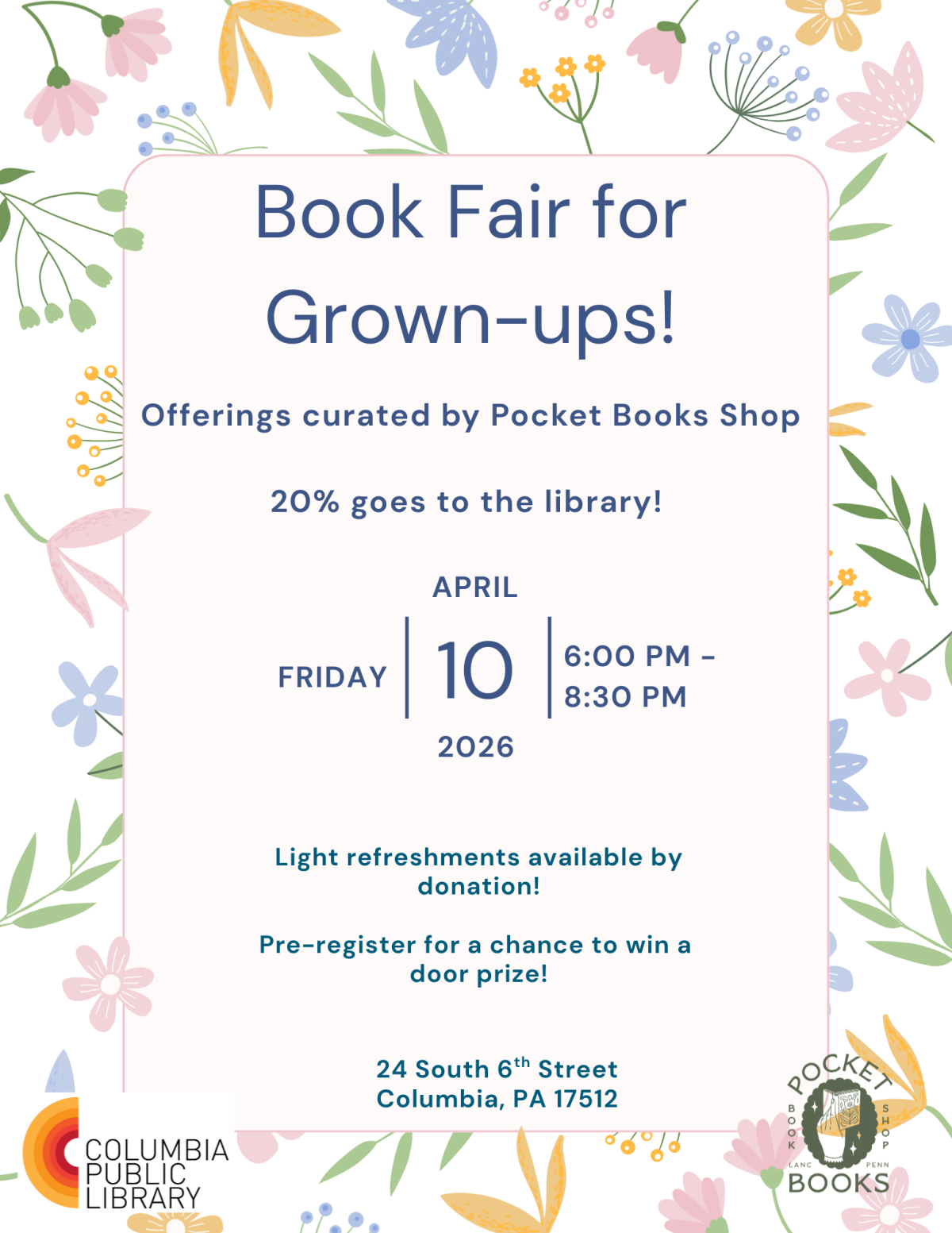 Book Fair Featuring Spring Flowers around edge