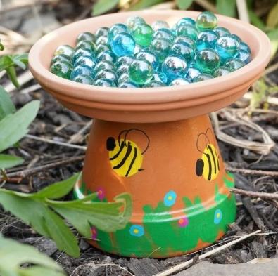 picture of a bee bath made from a terracotta pot & saucer