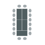 Tables combined in the center of the room